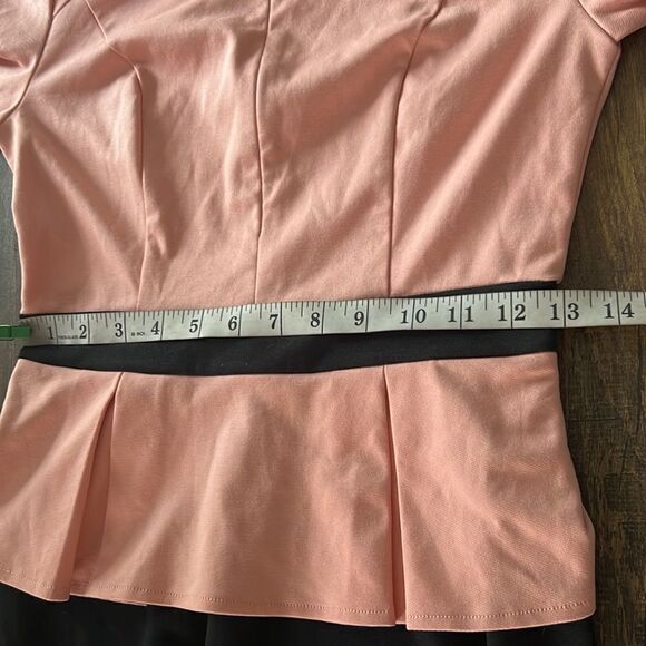 VFSHOW Zipper Front Color Block Peplum Flared Midi Dress for Work Business - Picture 11 of 14